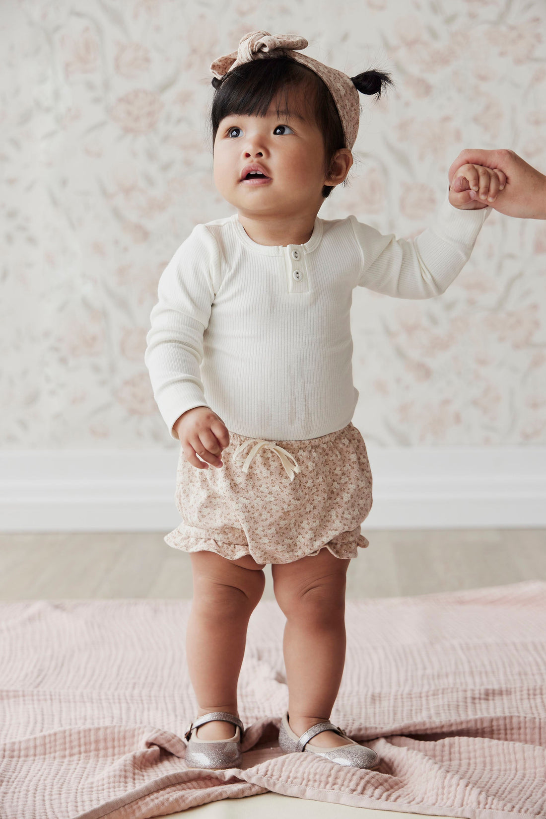 Organic Cotton Fine Rib Long Sleeve Bodysuit - Milk Childrens Bodysuit from Jamie Kay NZ