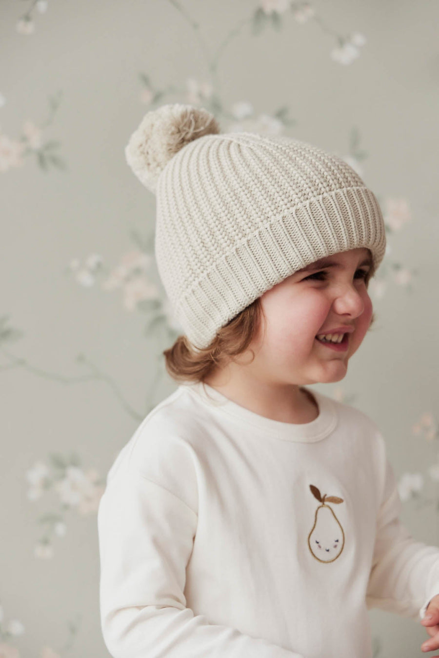 Aurelie Beanie - Light Oatmeal Marle Childrens Hat from Jamie Kay NZ