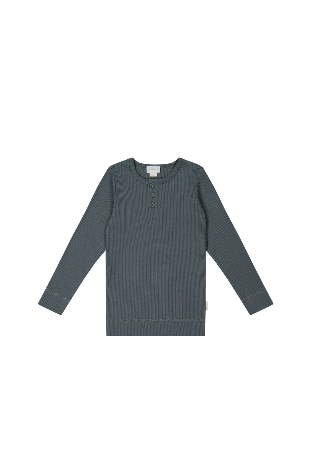 Organic Cotton Modal Long Sleeve Henley - Smoke Childrens Top from Jamie Kay NZ