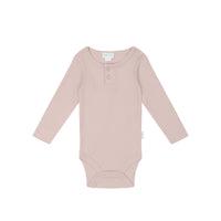 Organic Cotton Modal Elastane Long Sleeve Bodysuit  - Rosie - Baby Bodysuit at Jamie Kay