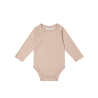 Organic Cotton Long Sleeve Bodysuit - Mon Amour Rose Childrens Bodysuit from Jamie Kay NZ