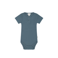 Organic Cotton Modal Darcy Rib Tee Bodysuit - Stormy Night Childrens Bodysuit from Jamie Kay NZ