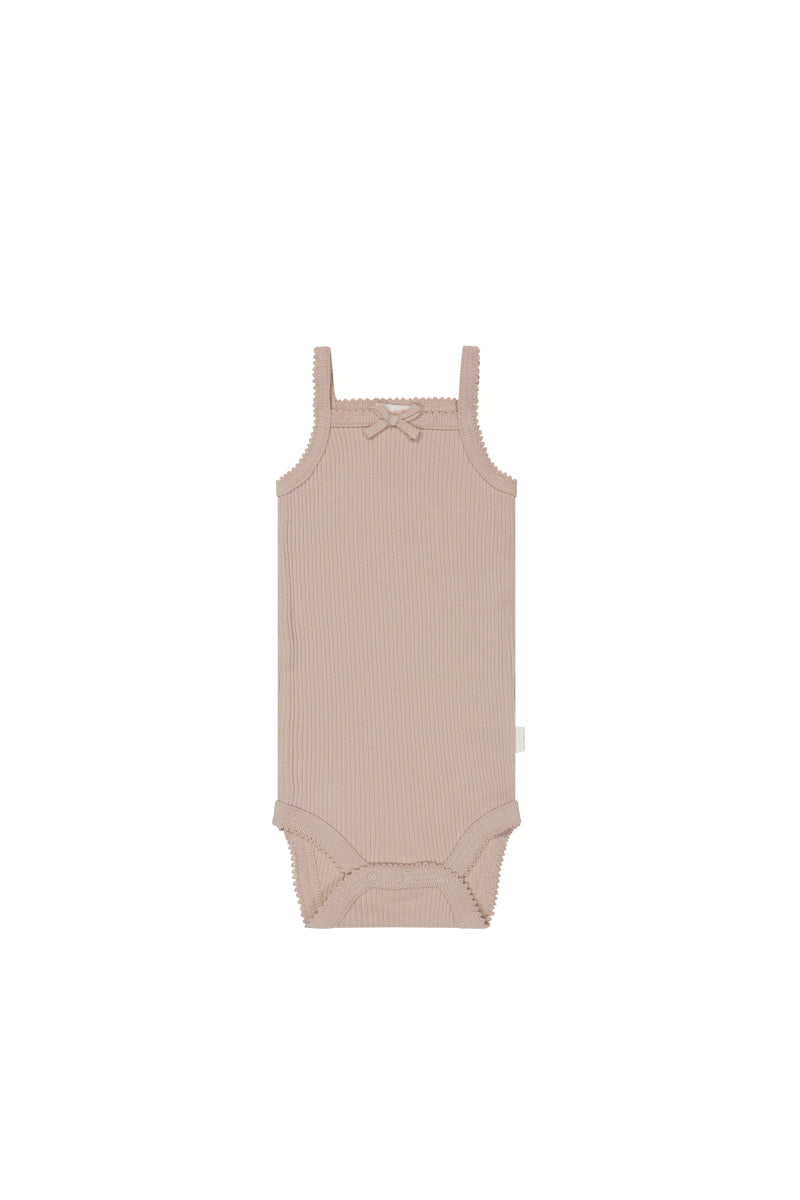 Organic Cotton Modal Singlet Bodysuit - Dusky Rose Childrens Bodysuit from Jamie Kay NZ