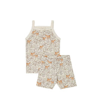 Organic Cotton Daisy May Pyjama Singlet Set - Deer Berries Egret