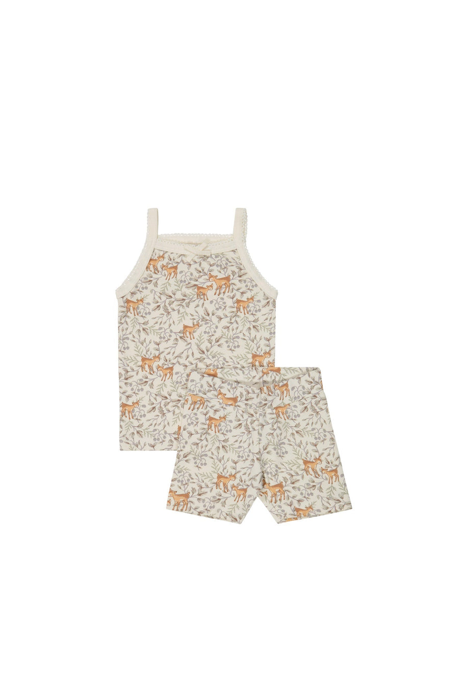 Organic Cotton Daisy May Pyjama Singlet Set - Deer Berries Egret