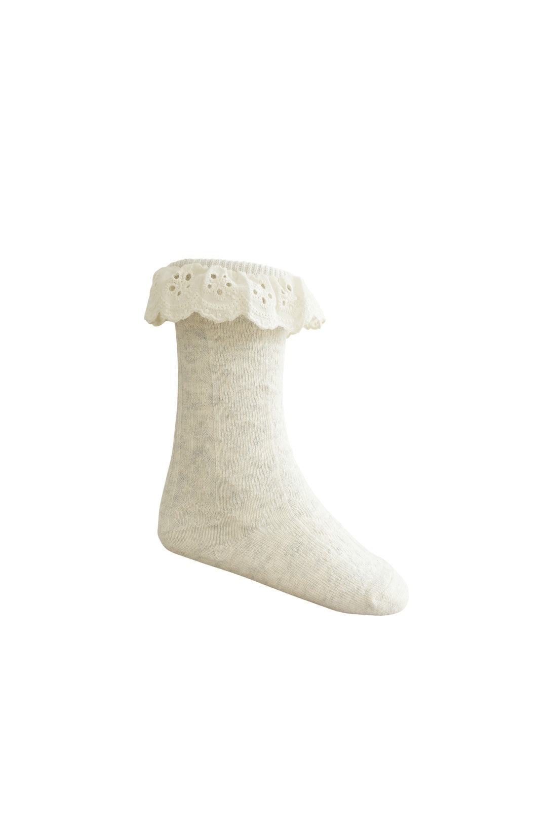 Pointelle Ankle High Sock - Oatmeal Childrens Socks from Jamie Kay NZ